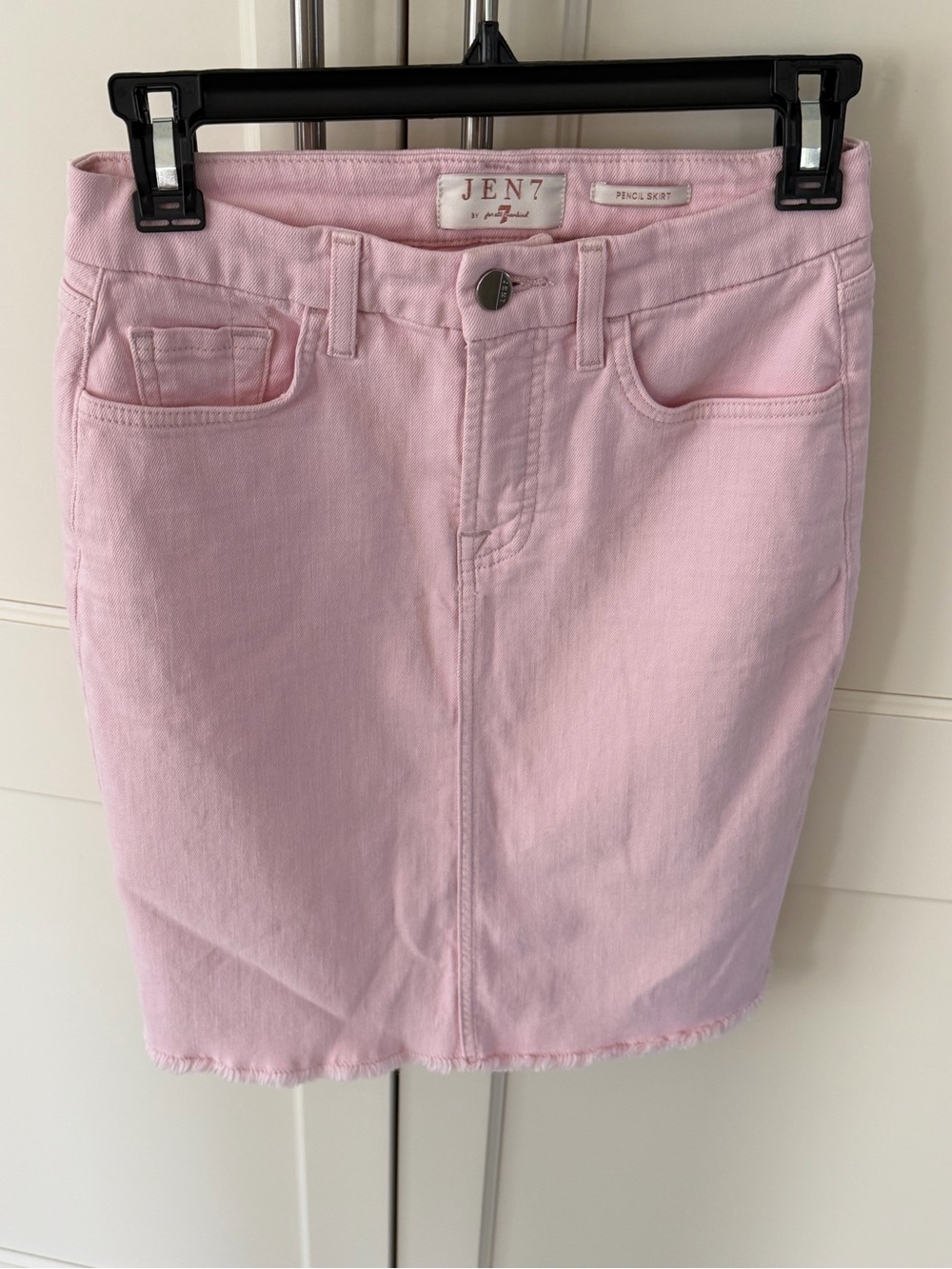 JEN7 By 7 For All Mankind Pastel Pink Denim Pencil Skirt